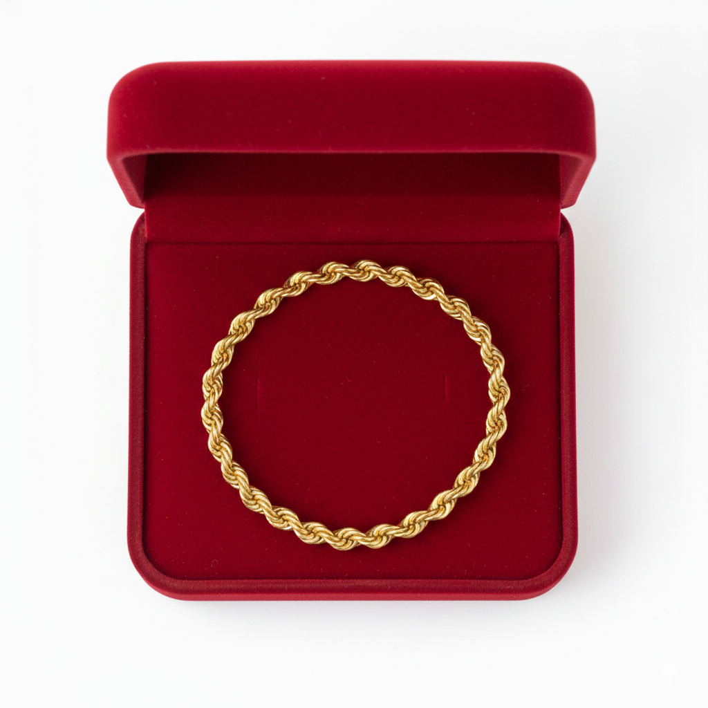 18k Gold Rope Chain Bracelet