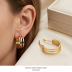 18k Gold 3 Lines Loop Earrings
