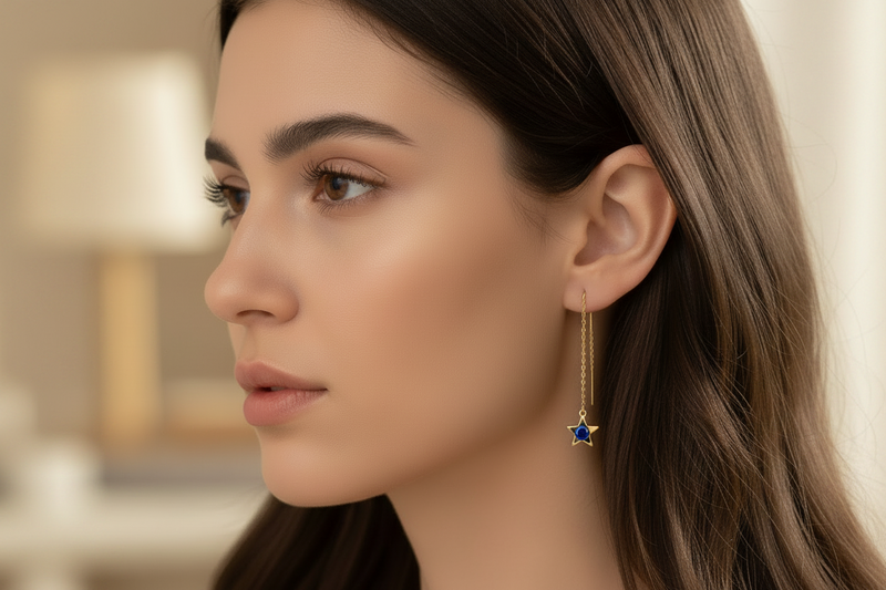 أقراط نجمة التيكتاك من الذهب السعودي الحقيقي عيار 18 قيراط 007 - Products - Embellish Gold