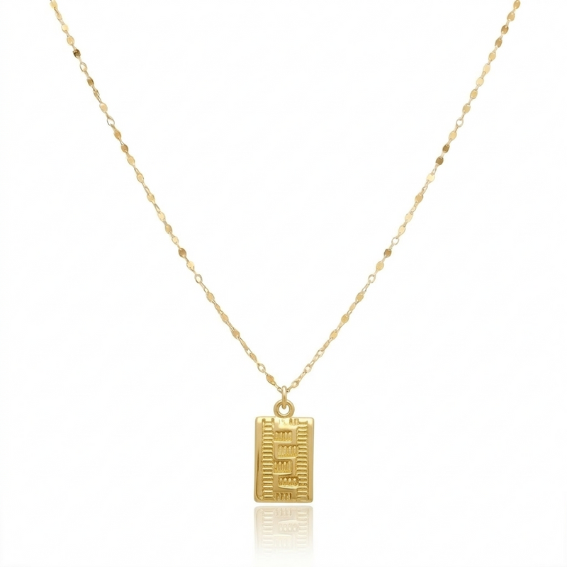 18K Real Gold Maze Necklace - 18k Gold Necklace - Embellish Gold