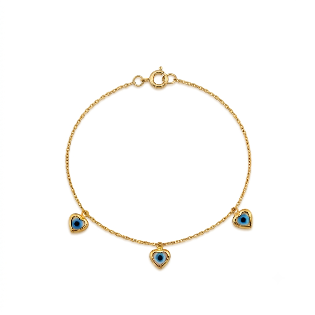 18K Real Gold Evil Eye Bracelet