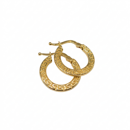 Pair of gold hoop earrings on a white background