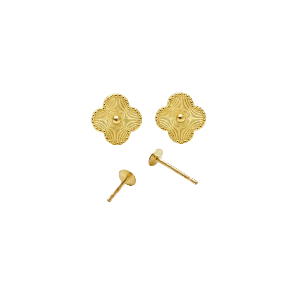 18K Real Gold VC dot Earrings - 18k Gold Earrings - Embellish Gold