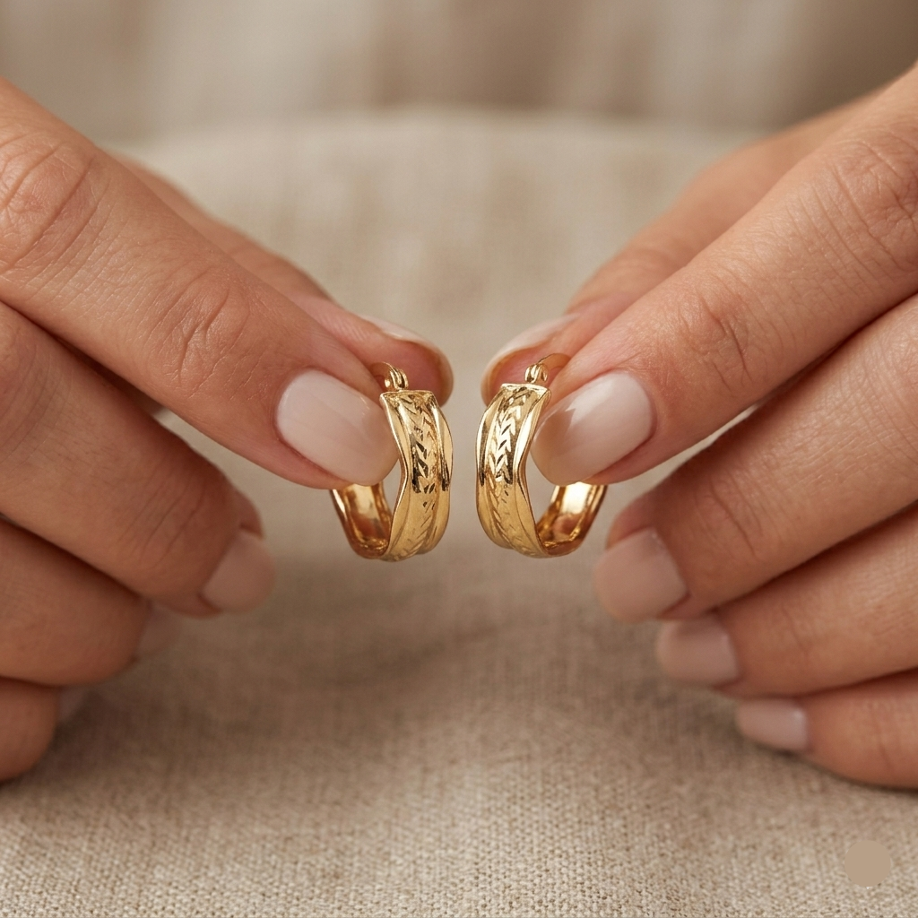 18k Gold Dazzling Loop Earrings - 18k Gold Earrings - Embellish Gold Jewelry & Diamond