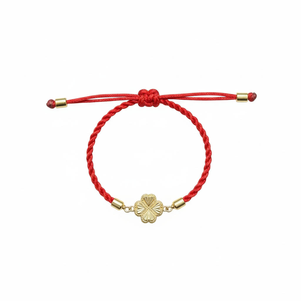 18K Real Gold Amazing Heart Flower Charm Bracelet