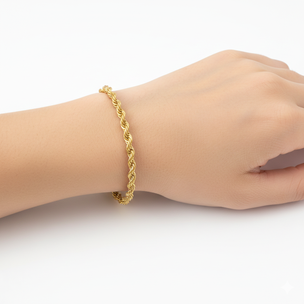18k Gold Rope Chain Bracelet