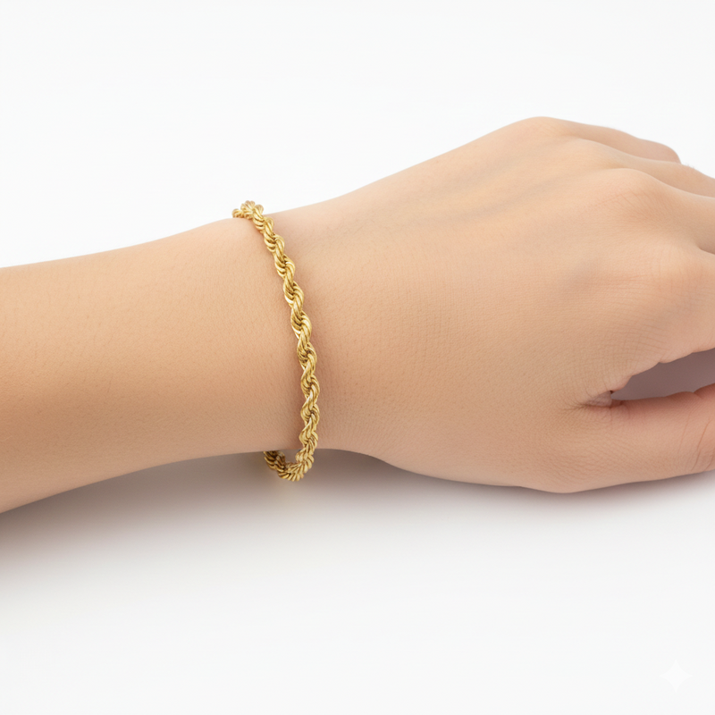 18k Gold Rope Chain Bracelet - 18k Gold Bracelet - Embellish Gold Jewelry & Diamond