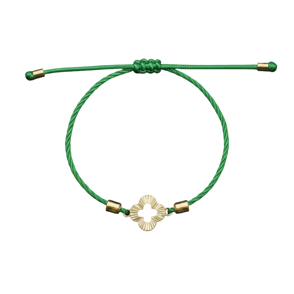 18K Real Gold Cutting Flower Lucky Charm Bracelet