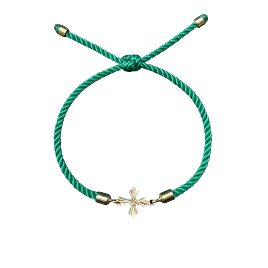 18K Real Gold Cross Lucky Charm Bracelet