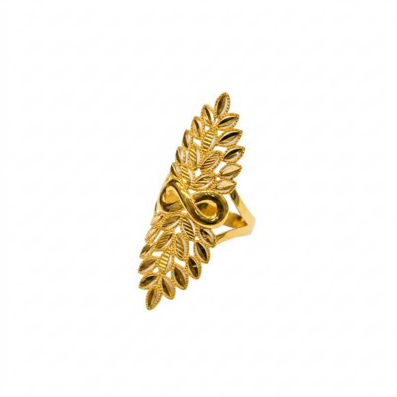 18k Gold Infinity Leaf Ring - 18k Gold Ring - Embellish Gold Jewelry & Diamond
