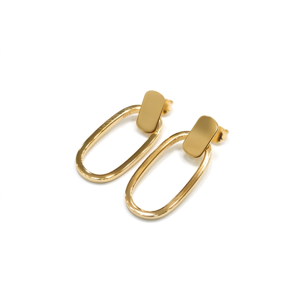 18k Gold Clip Inspired Stud Earrings - 18k Gold Earrings - Embellish Gold Jewelry & Diamond