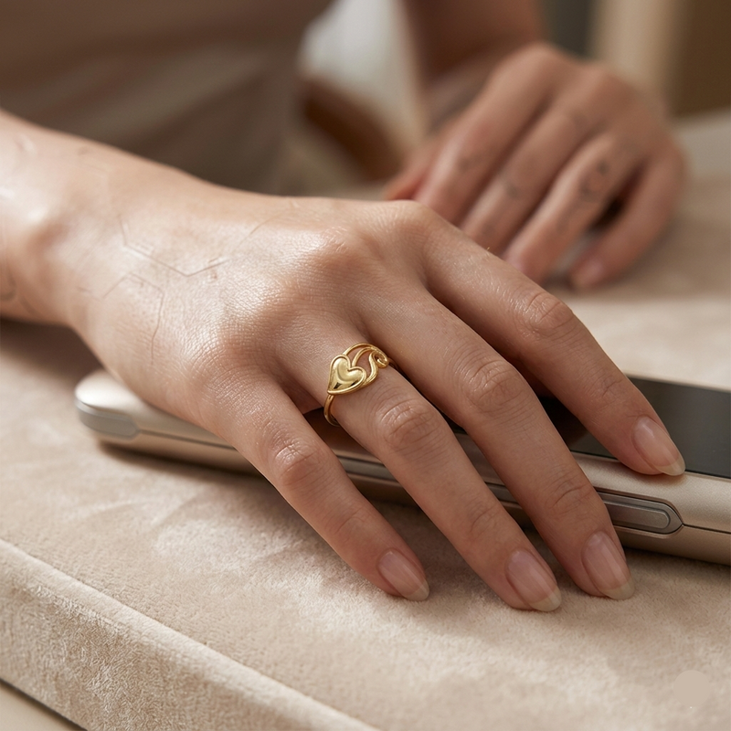 18k Gold Sexy Heart Ring - 18k Gold Ring - Embellish Gold Jewelry & Diamond
