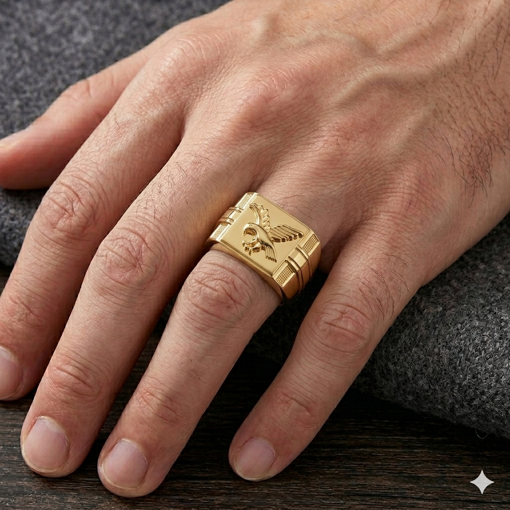 18k Gold Eagle Power Ring