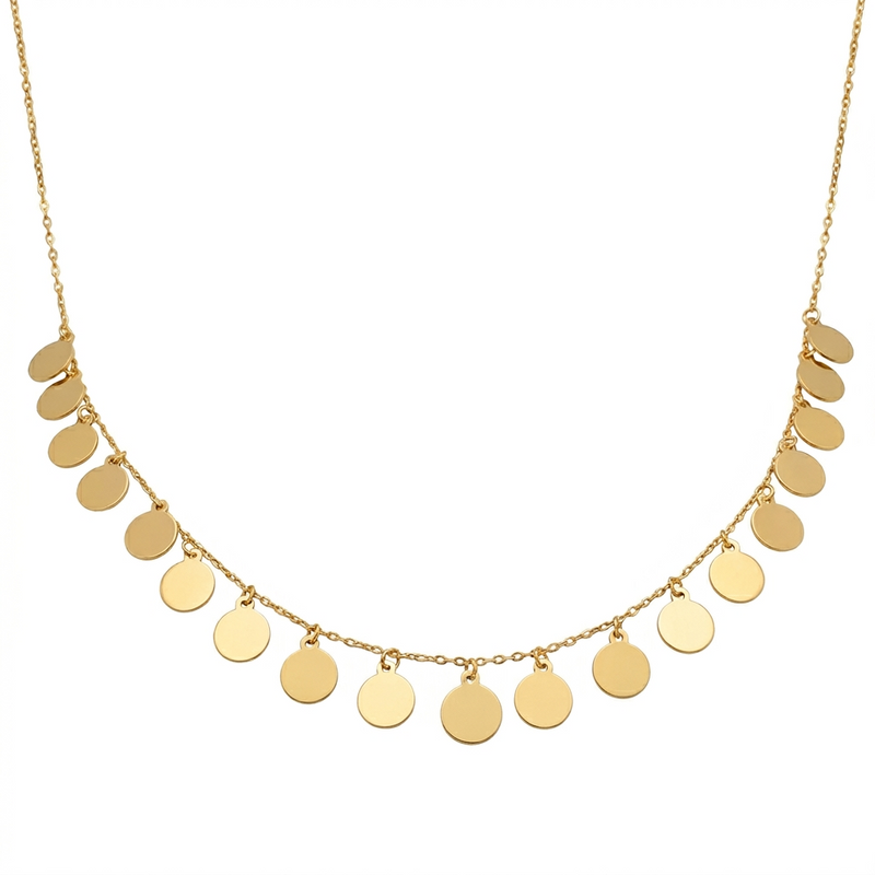 18k Gold Coin Inspired Necklace - 18k Gold Necklace - Embellish Gold Jewelry & Diamond