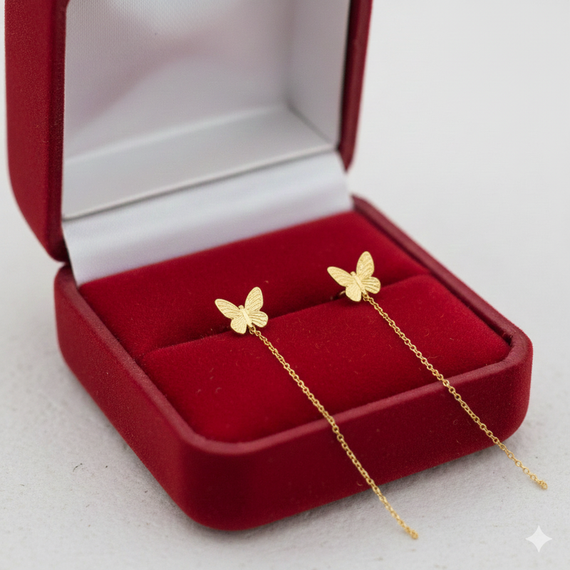 18k Gold Butterfly 1 Tictac Earrings - 18k Gold Earrings - Embellish Gold Jewelry & Diamond