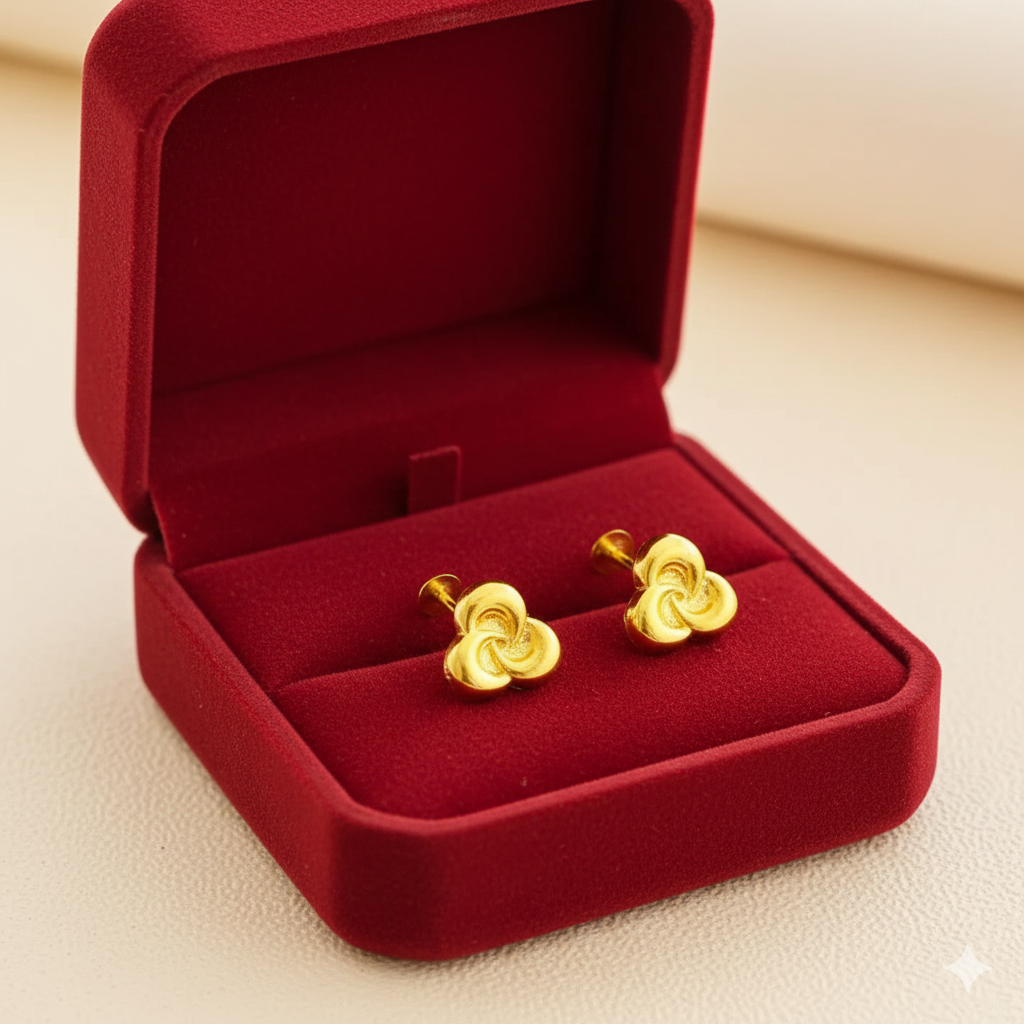 18K Real Gold  Love Knot Earrings - 18k Gold Earrings - Embellish Gold