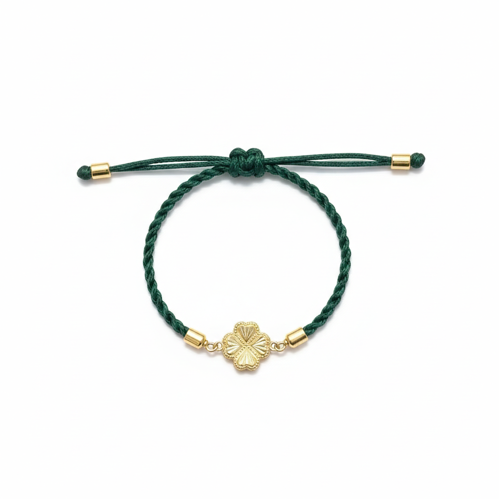 18K Real Gold Sunflower Style Lucky Charm Bracelet