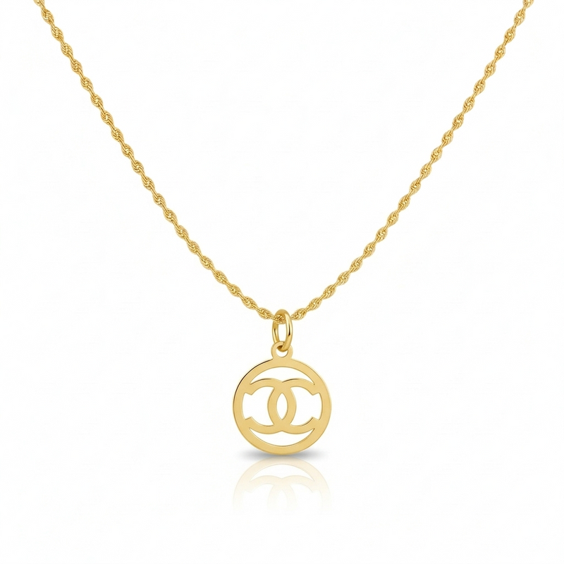 18k Gold Big CC Necklace - 18k Gold Necklace - Embellish Gold