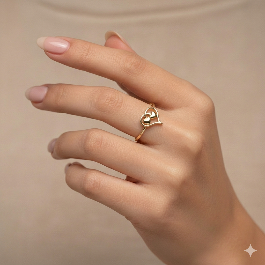 18k Gold Triple Heart Ring