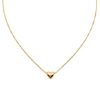 Gold heart-shaped pendant necklace on a white background