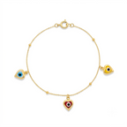 18K Real Gold Evil Eye With Gold Balls Bracelet