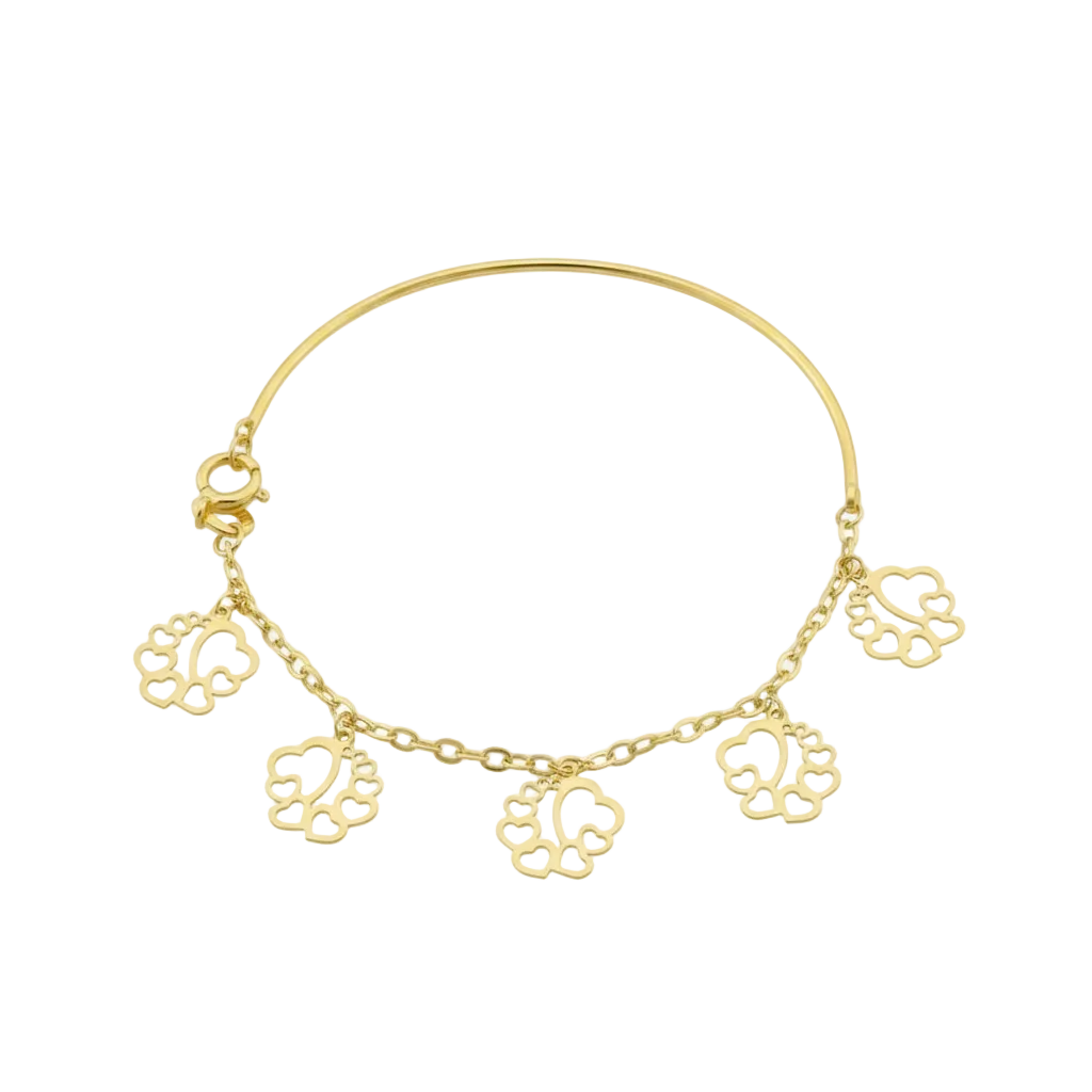 18K Real Gold 8 Heart Kids Bracelet