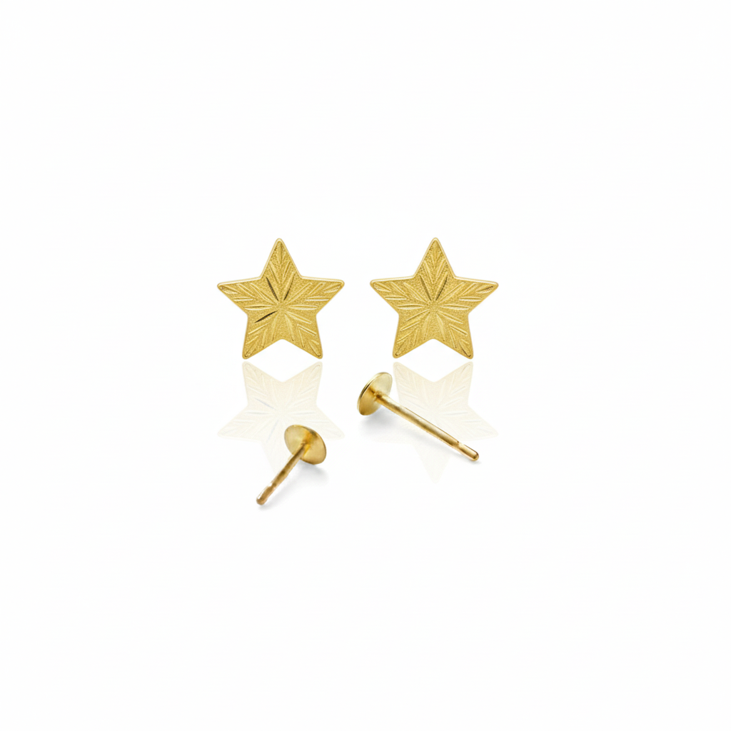 18K Real Gold Super Star Earrings - 18k Gold Earrings - Embellish Gold