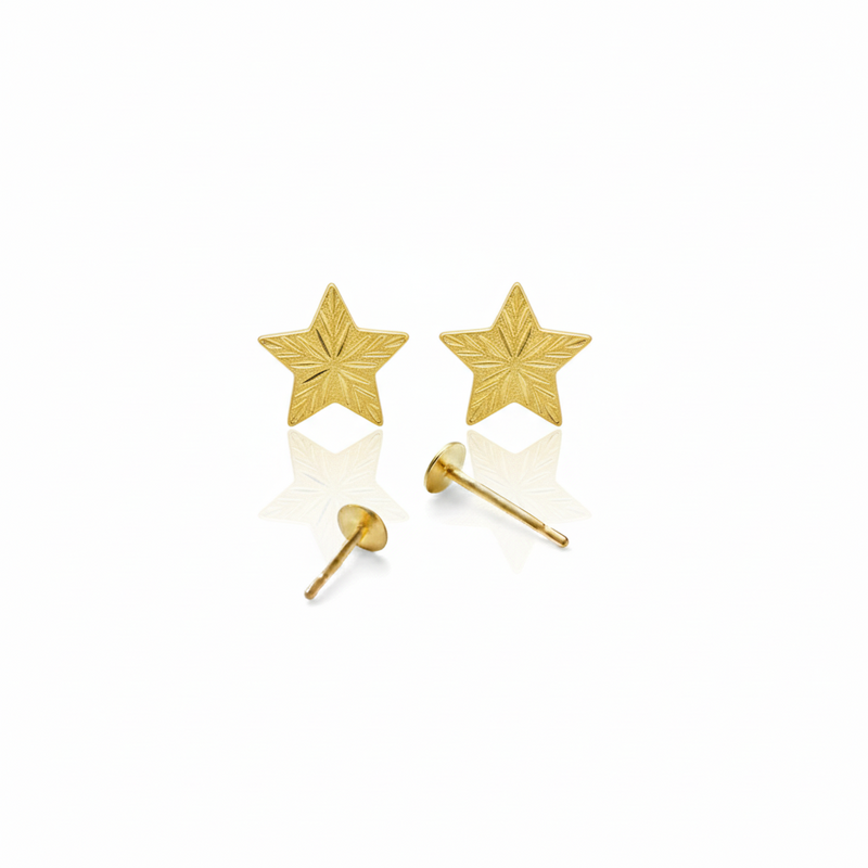 18K Real Gold Super Star Earrings - 18k Gold Earrings - Embellish Gold