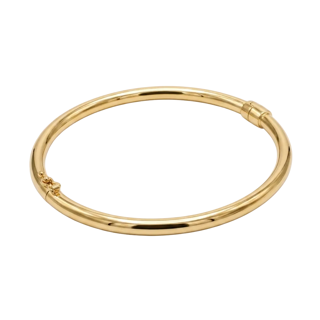 18k Gold Iconic with Spring Bangle - 18k Gold Bangle - Embellish Gold Jewelry & Diamond