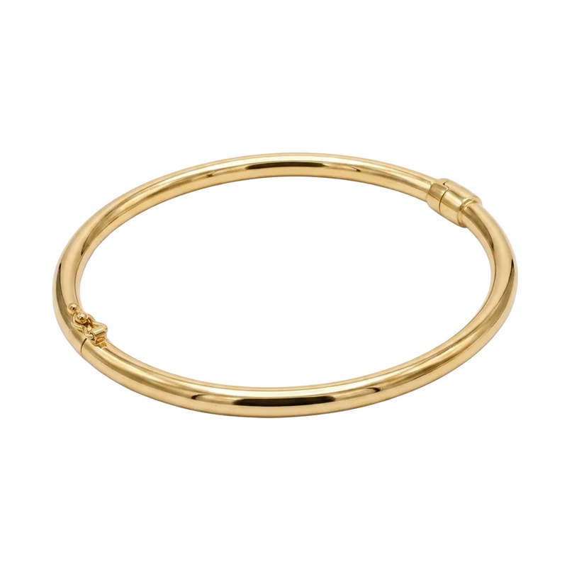 18k Gold Iconic with Spring Bangle - 18k Gold Bangle - Embellish Gold Jewelry & Diamond