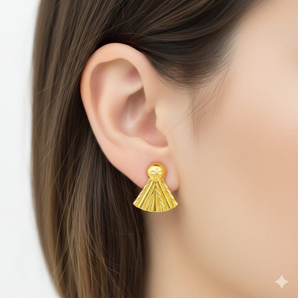 18K Real Gold Ribbon Earrings
