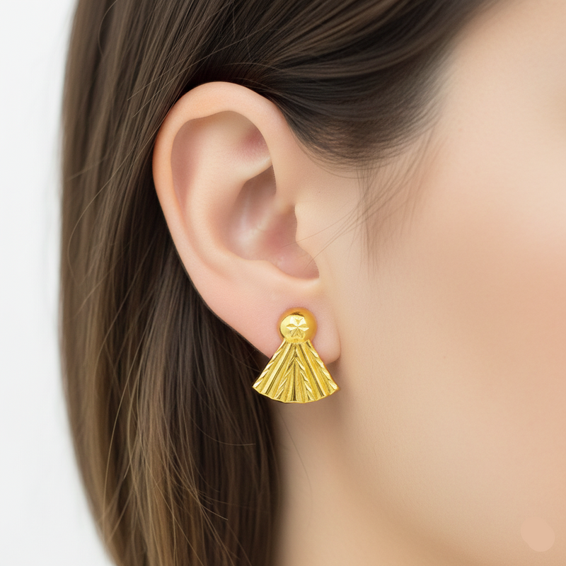 18K Real Gold Ribbon Earrings - 18k Gold Earrings - Embellish Gold