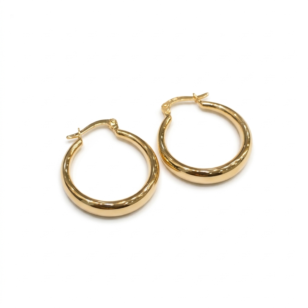 18k Gold Plain Round Loop Earrings - 18k Gold Earrings - Embellish Gold Jewelry & Diamond