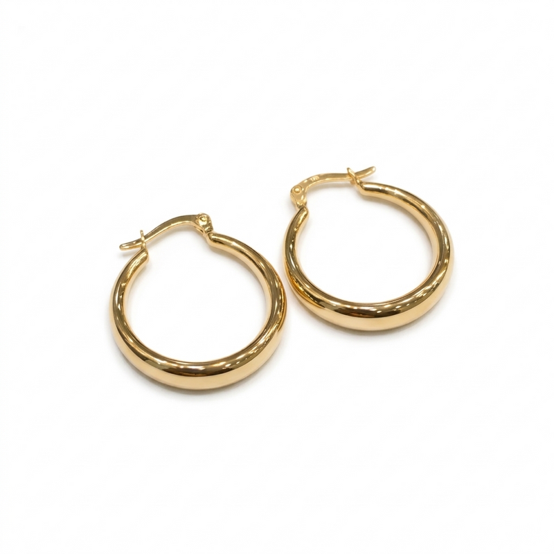 18k Gold Plain Round Loop Earrings - 18k Gold Earrings - Embellish Gold Jewelry & Diamond