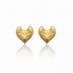 18k Gold Flame Heart Screw Earrings