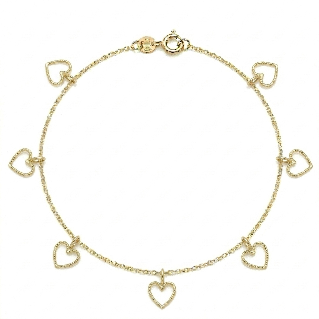 18k Gold Heart Anklet - ad collection - Embellish Gold Jewelry & Diamond