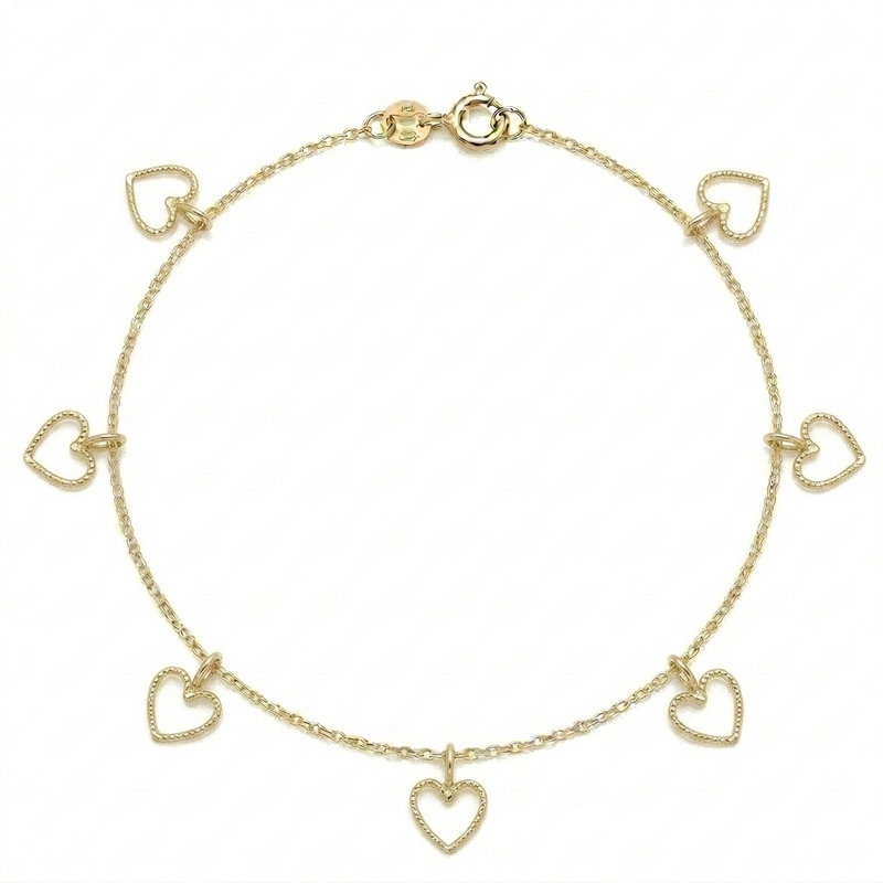 18k Gold Heart Anklet - Anklet - Embellish Gold Jewelry & Diamond