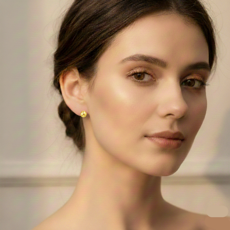 18K Gold Football Screw Earrings - 18k Gold Earrings - Embellish Gold