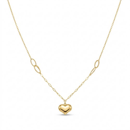 18k Gold Attached Bubble Heart Necklace