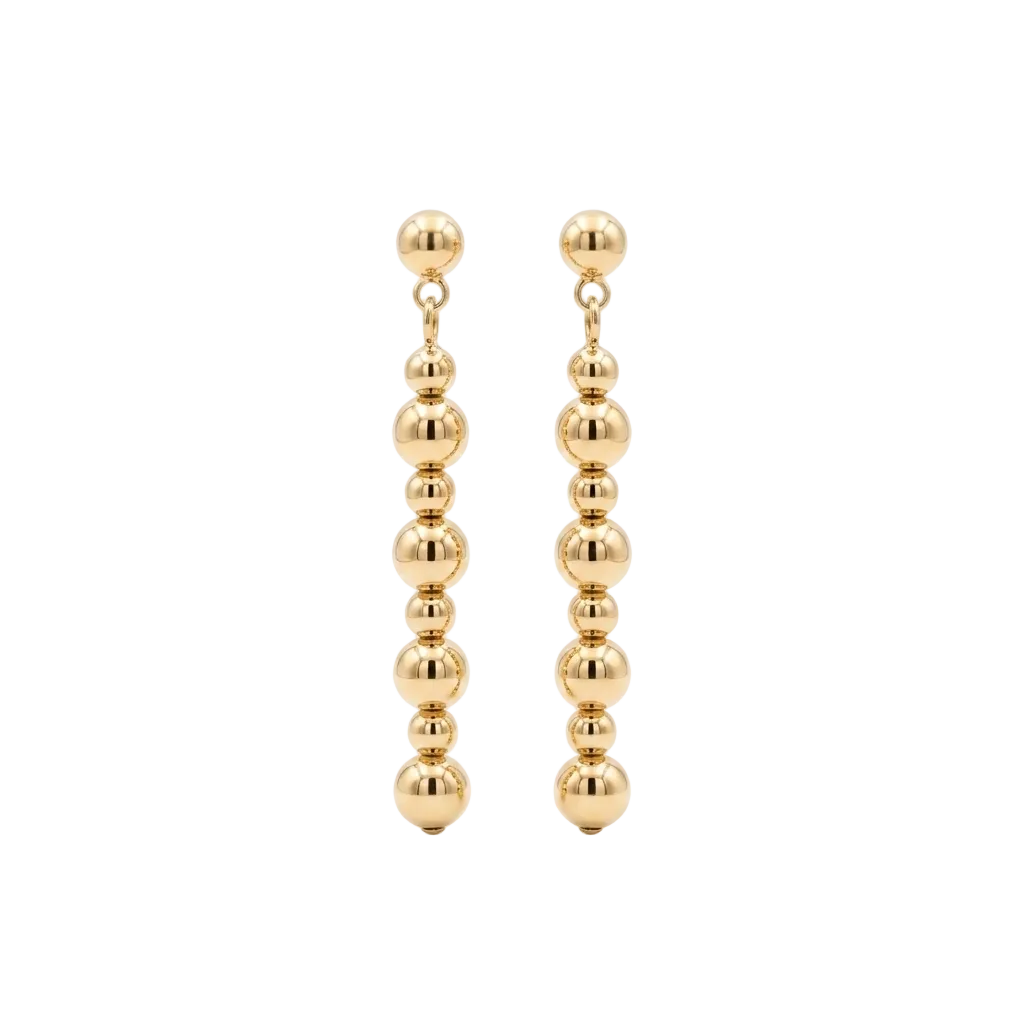 18k Gold Ball Hanging Earrings