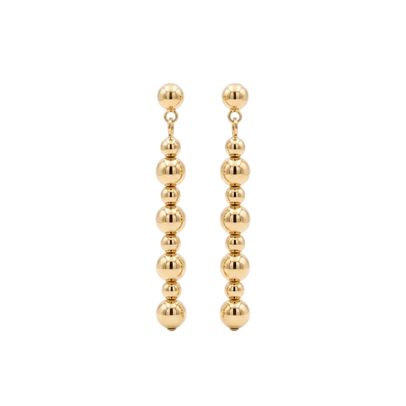 18k Gold Ball Hanging Earrings - Festive Collection - Embellish Gold Jewelry & Diamond