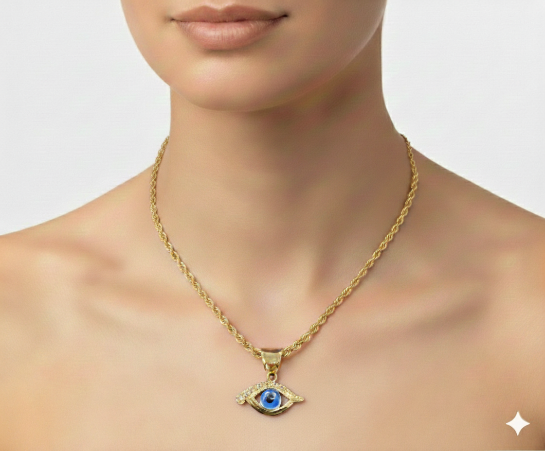 18k Gold Amulet Stone Necklace