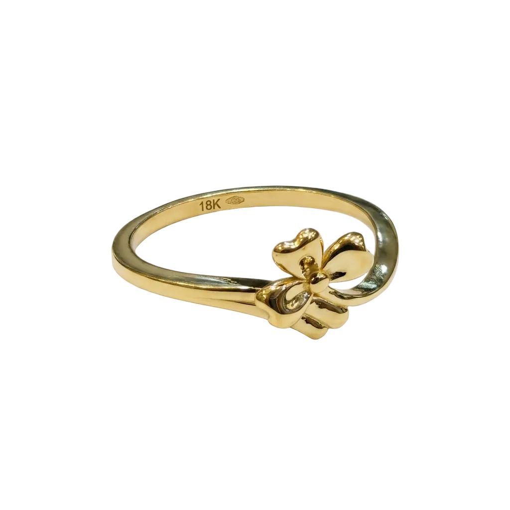 Gold ring with a fleur-de-lis design on a white background