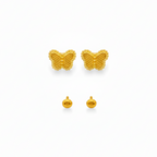 18K Real Gold Butterfly Field Earrings