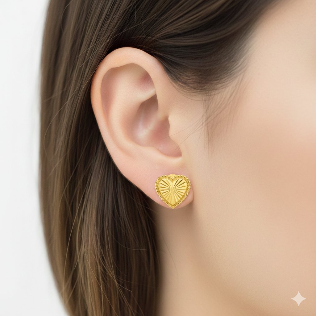 18K Real Gold  Plain Cut Earrings