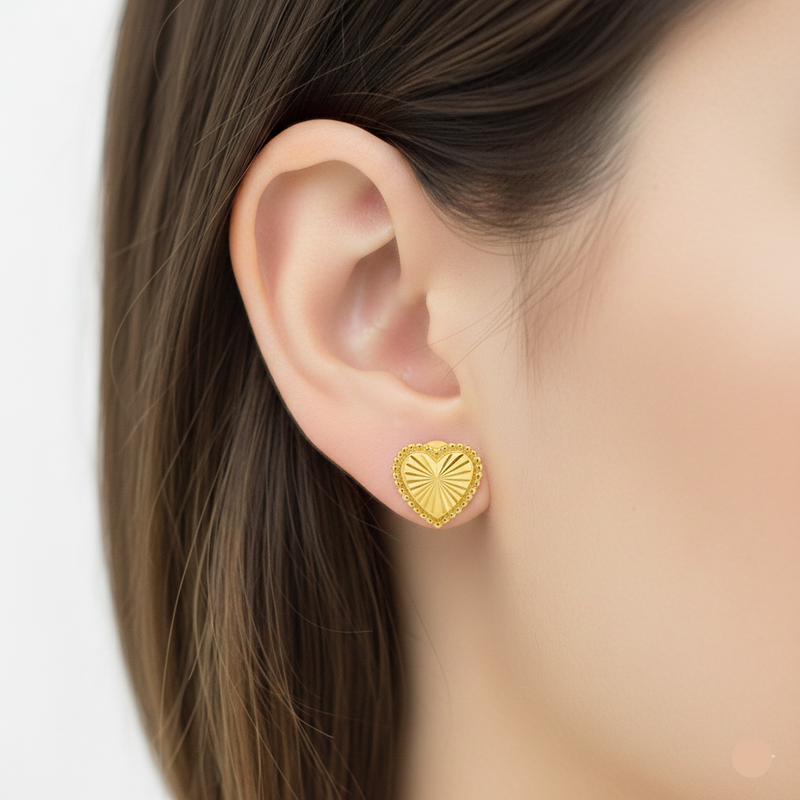 18K Real Gold  Plain Cut Earrings - 18k Gold Earrings - Embellish Gold