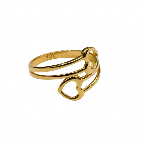 18k Gold Double Edge Heart Ring