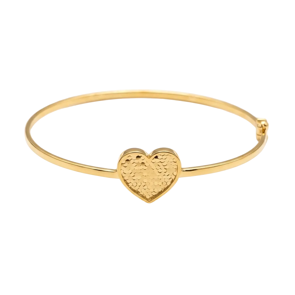 18k Gold Heart Dotted Bangle - 18k Gold Bangle - Embellish Gold Jewelry & Diamond