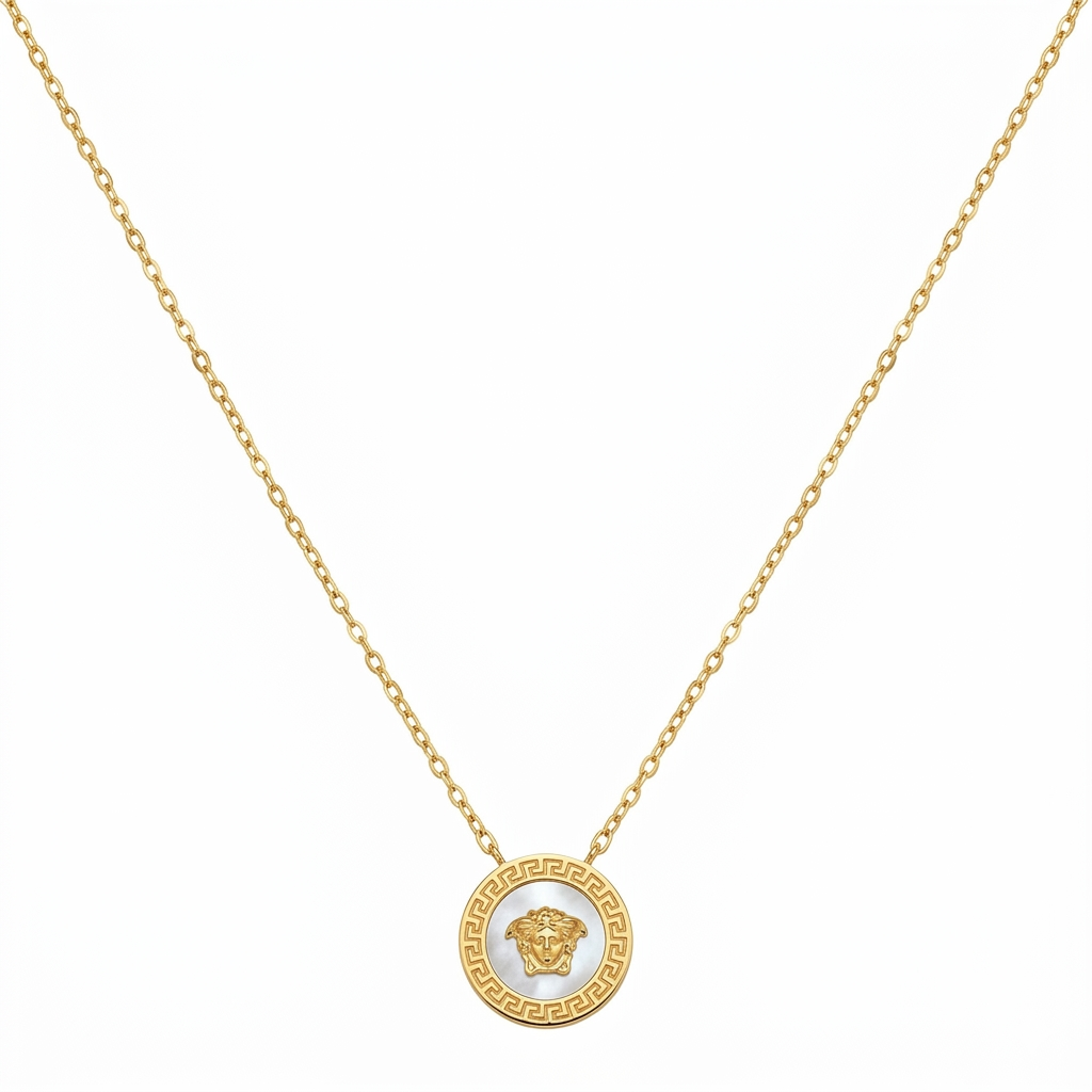 18k Gold Versace Face Necklace - 18k Gold Necklace - Embellish Gold Jewelry & Diamond