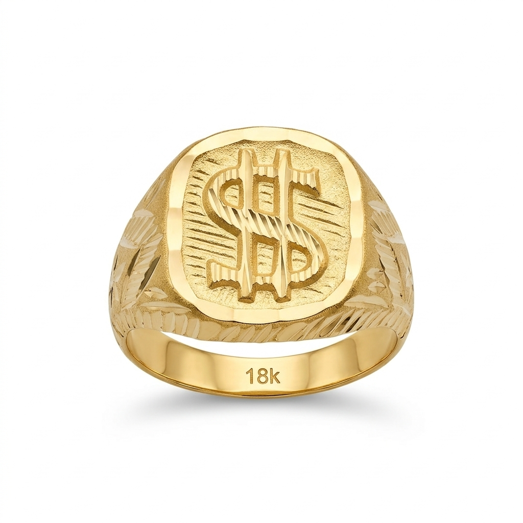 18k Gold Dollar Style Ring